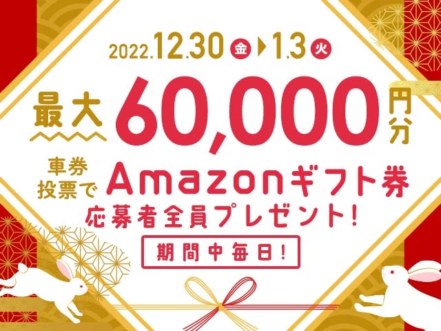 12/30〜1/3 期間中の投票で最大60,000円分のAmazonギフト券がもらえる！