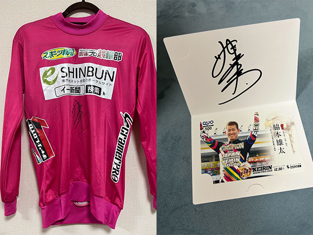 袖丈半袖脇本雄太、競輪グランプリ2022年優勝　サイン入りTシャツ