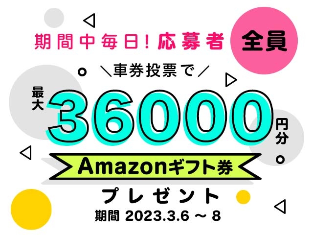 3/6〜3/8 期間中の投票で最大36,000円分のAmazonギフト券がもらえる！