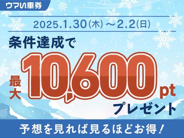 【要エントリー・ウマい車券】条件達成で最大10,600ptが当たる予想購入キャンペーン