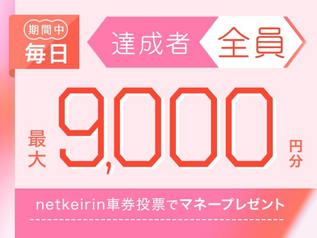 【8/18〜8/21】毎日投票キャンペーン（netkeirin投票で毎日最大9,000円分のマネーがもらえる）