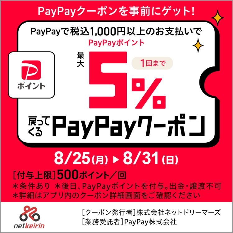 【PayPayポイント最大500円】チャージでもらえるPayPayクーポンキャンペーン
