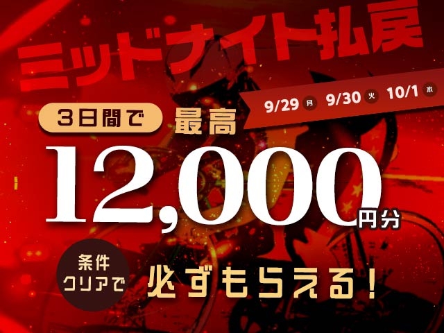 【要エントリー】ミッドナイト対象 払戻達成で3日間最大12,000円分の投票マネーがもらえる！