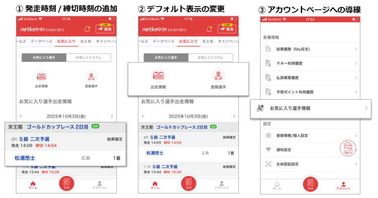 「お気に入り選手」機能の表示を改善しました
